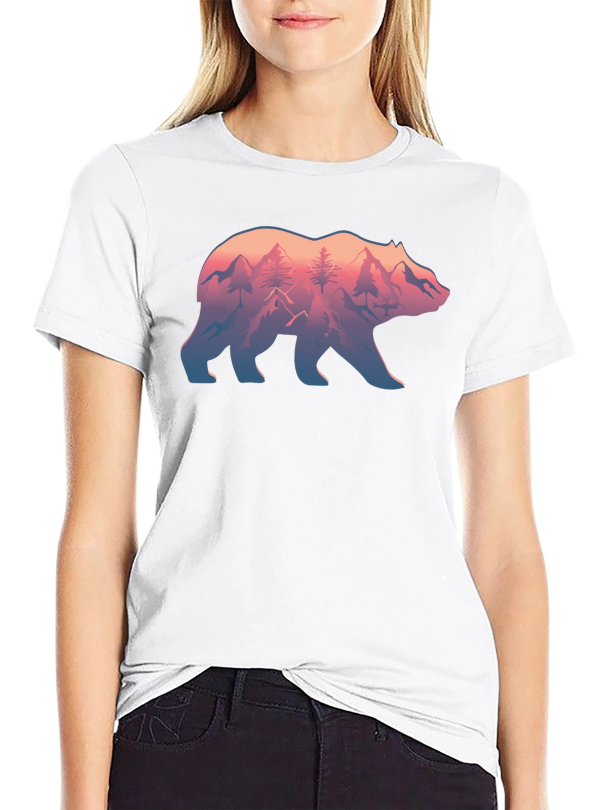 Nature Bear Graphic Tee - Black Unisex Shirt