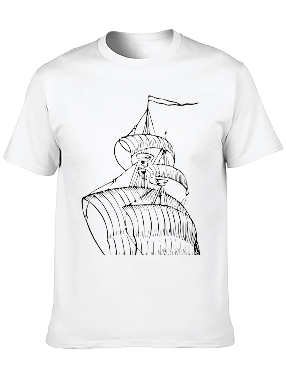 Nautical Ship T-Shirt - Black Cotton Tee