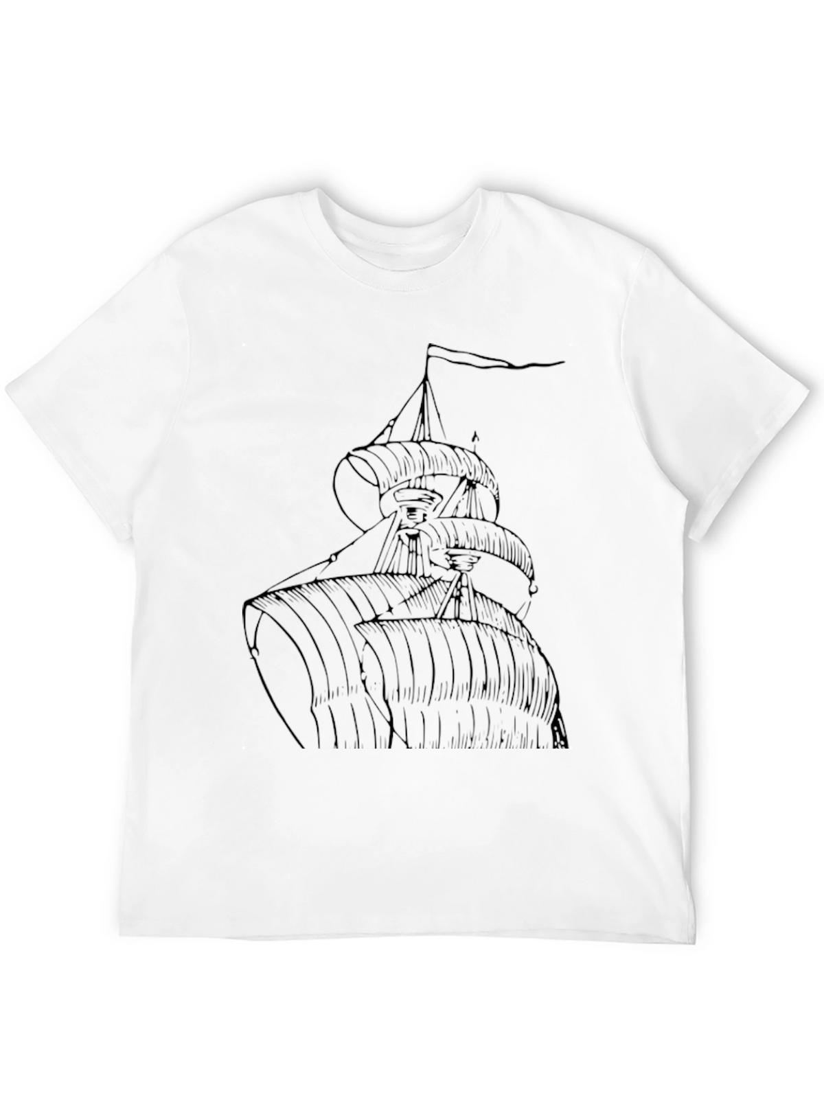 Nautical Ship T-Shirt - Black Cotton Tee