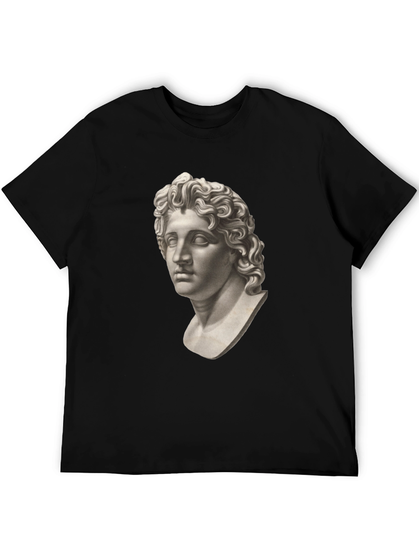 Statue Head Graphic Tee - Classic Black Cotton T-Shirt