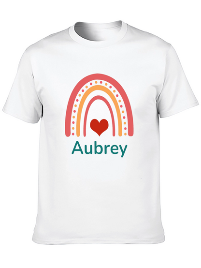 Aubrey Rainbow Heart Personalized Tee
