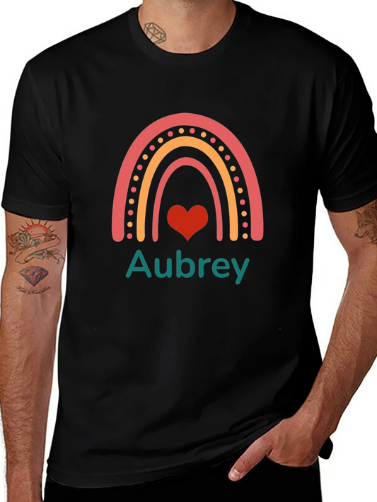 Aubrey Rainbow Heart Personalized Tee