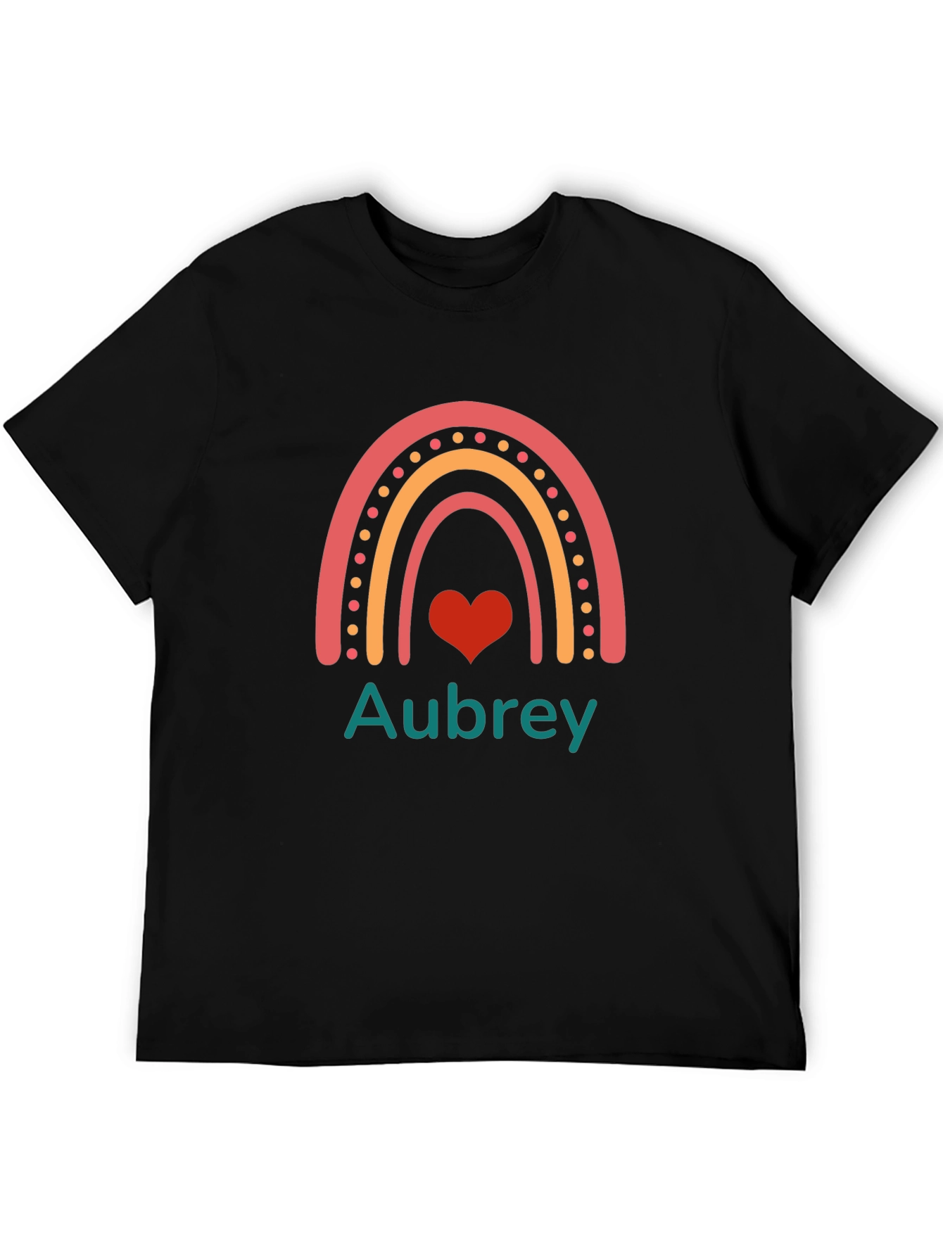 Aubrey Rainbow Heart Personalized Tee