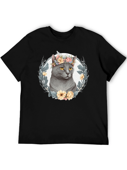 Floral Crown Cat Graphic Tee - Unisex