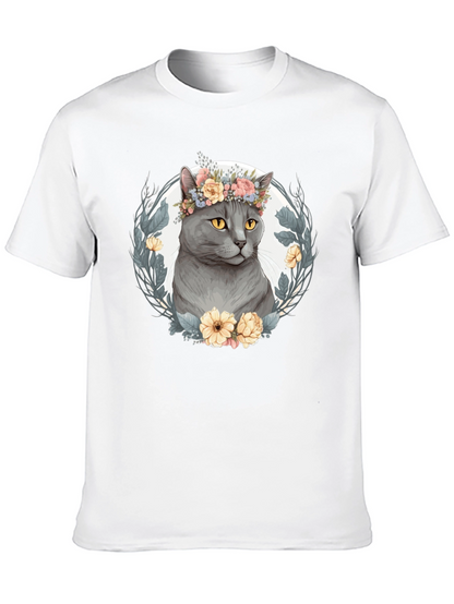 Floral Crown Cat Graphic Tee - Unisex