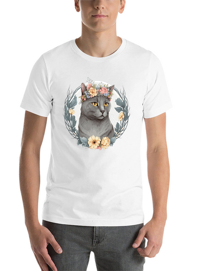 Floral Crown Cat Graphic Tee - Unisex
