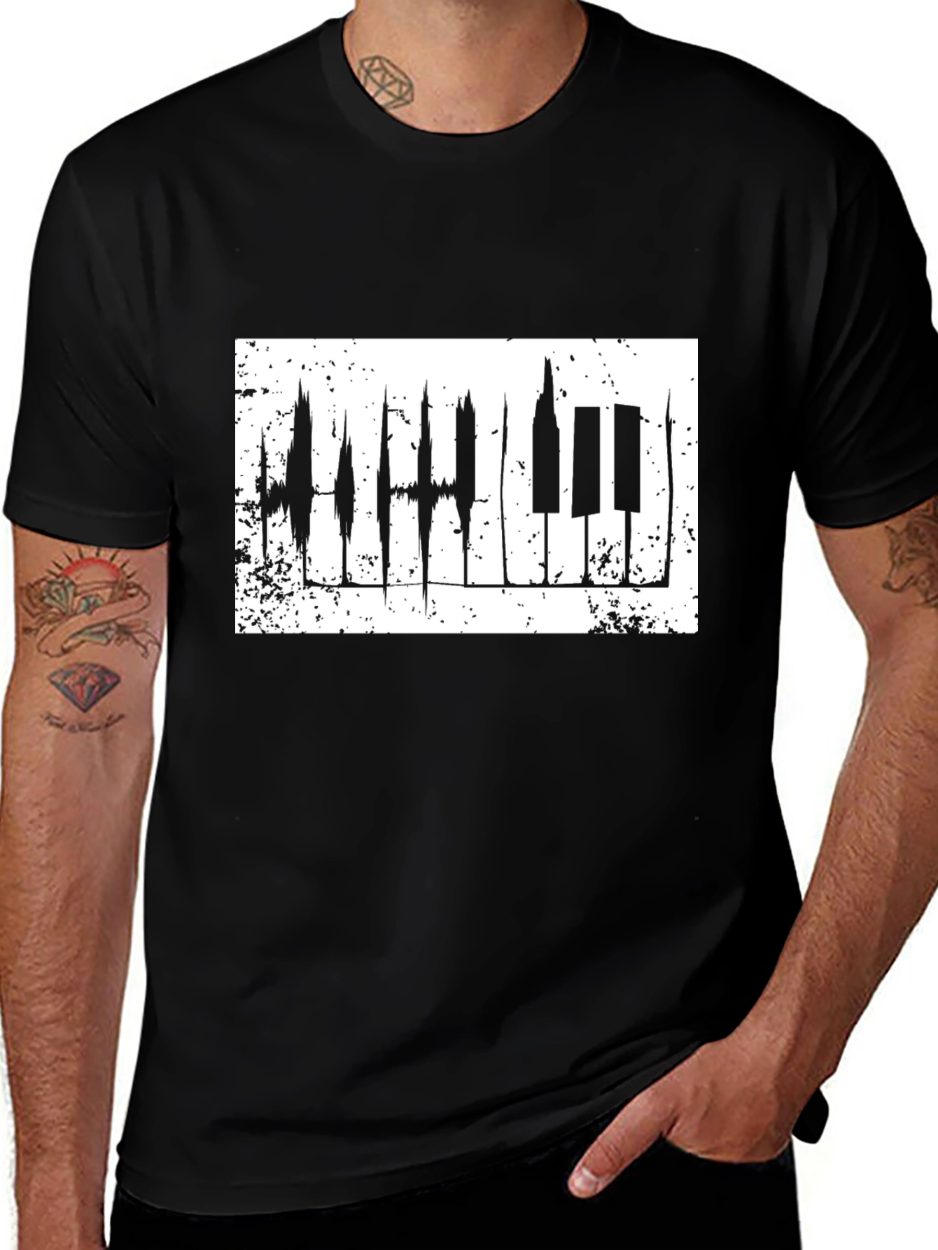 Piano Keys Graphic Black T-Shirt - Music Lover Tee