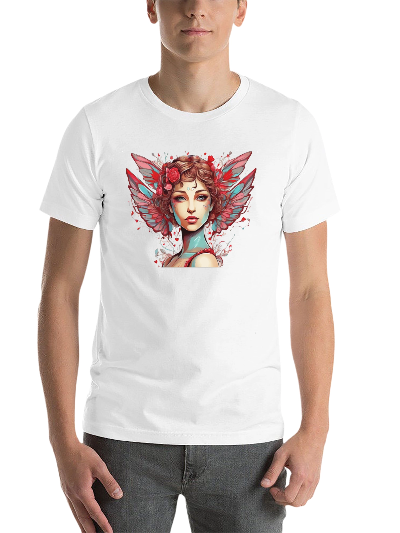 Angel Woman Graphic Tee - Black Cotton Blend