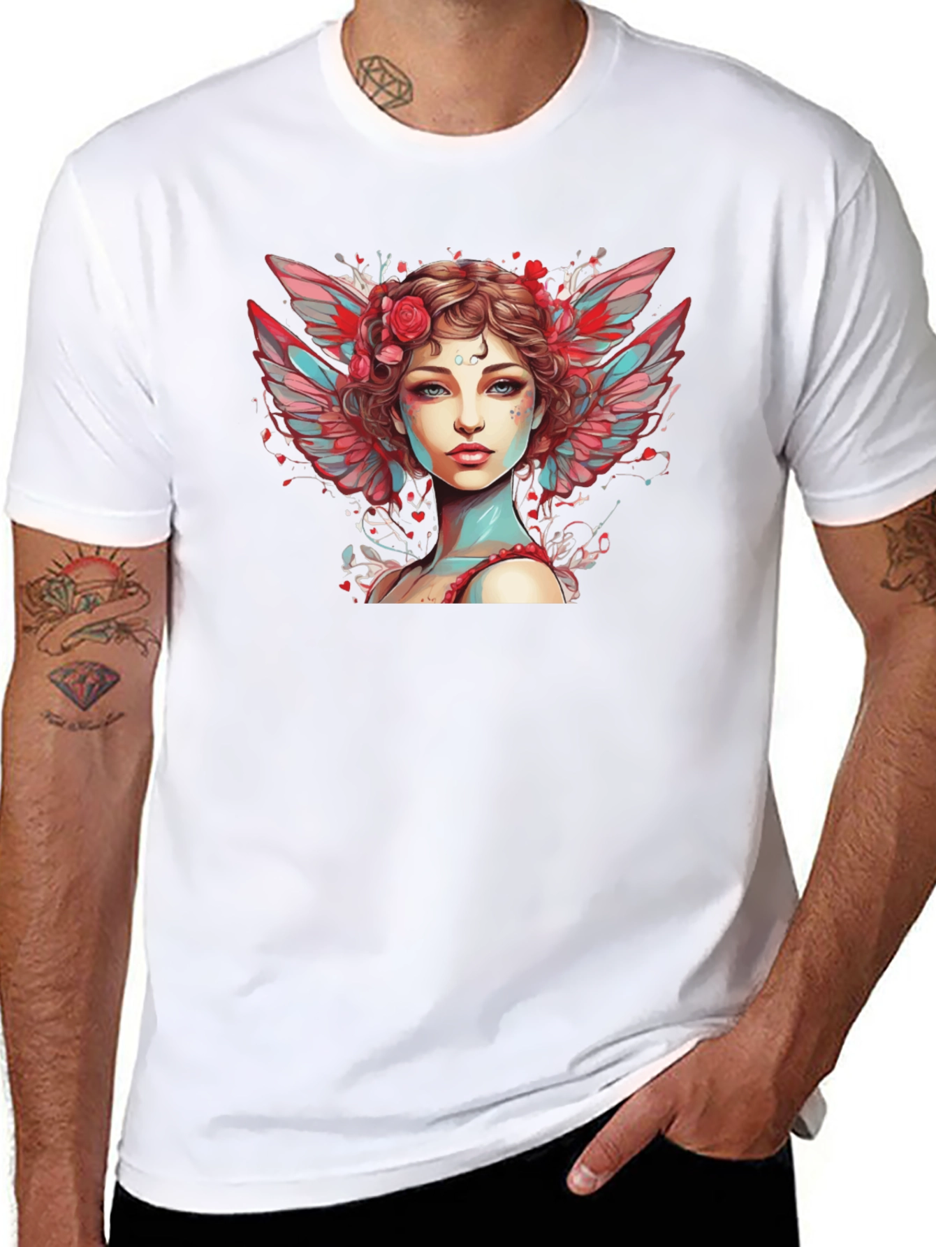 Angel Woman Graphic Tee - Black Cotton Blend