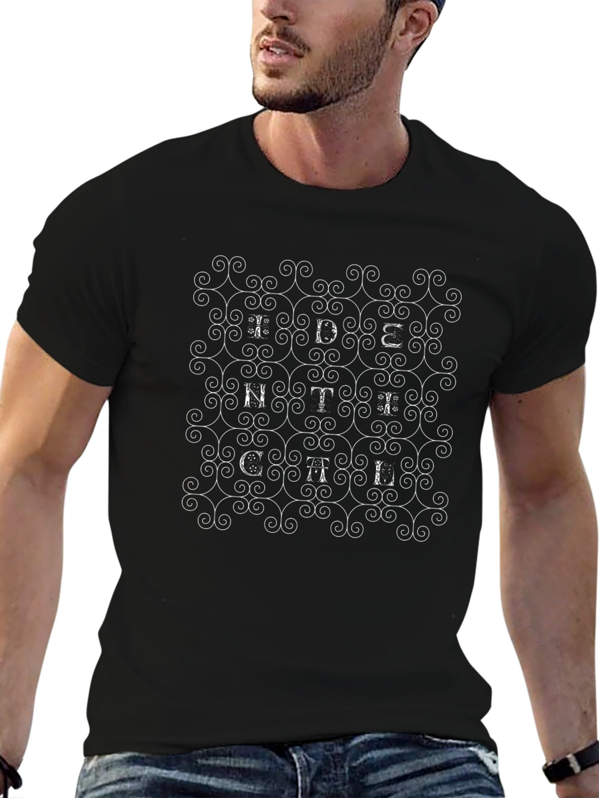 Decorative Design Pattern Black T-Shirt