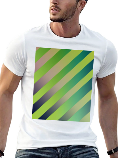 Striped Graphic Print Mens Black T-Shirt