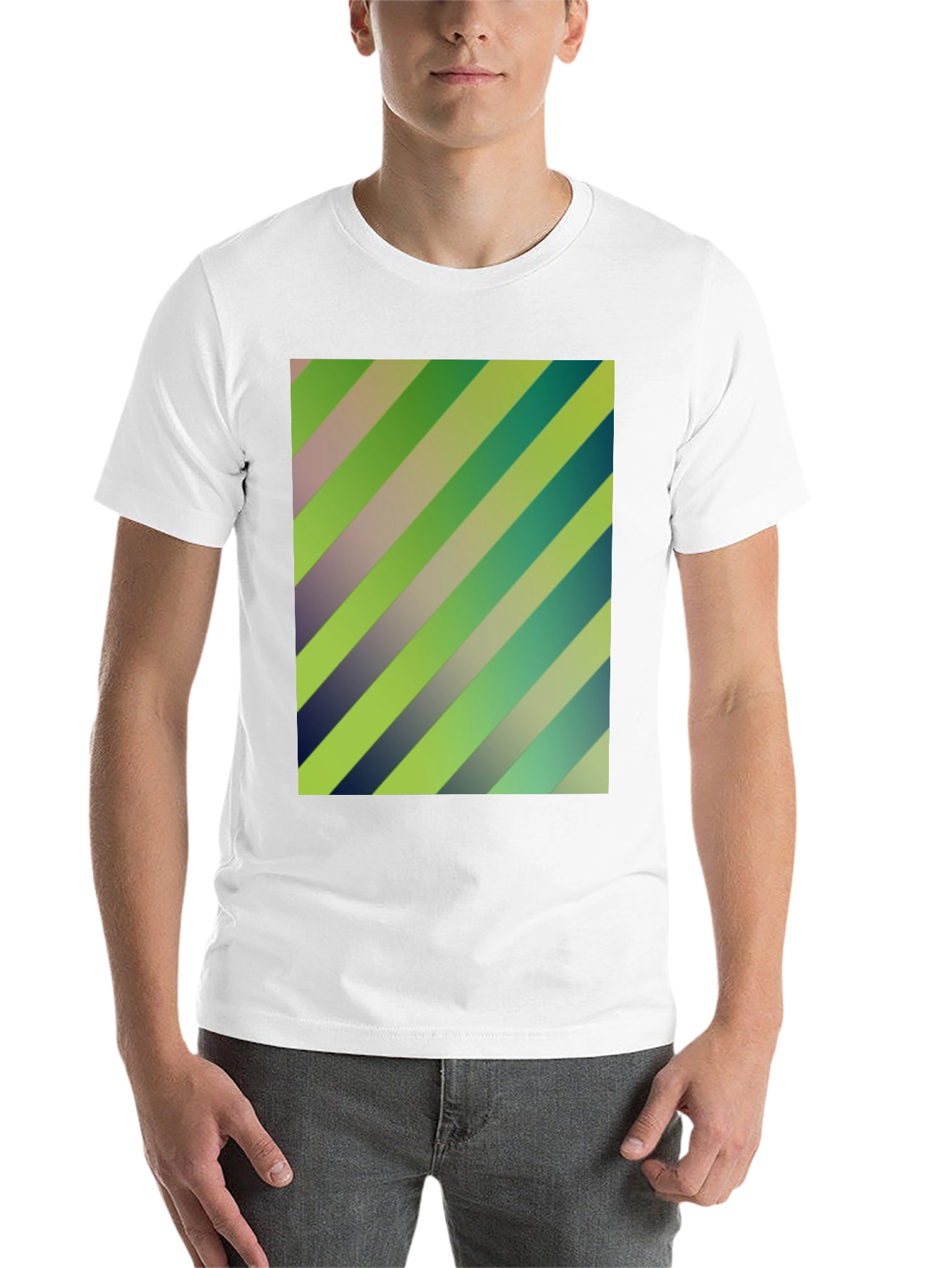 Striped Graphic Print Mens Black T-Shirt