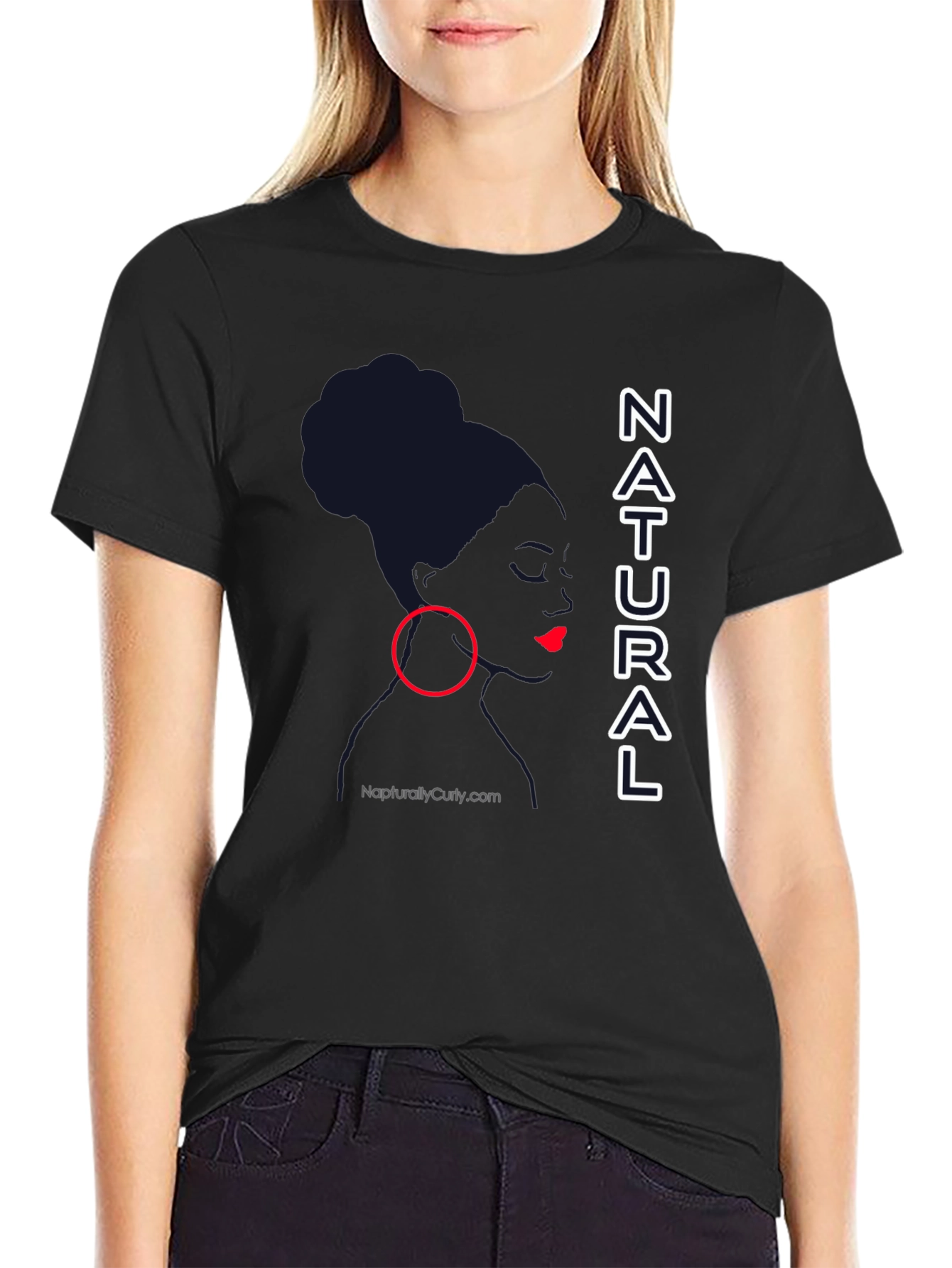 Natural Woman Graphic Tee - Stylish Black T-Shirt