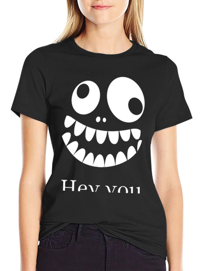 Funny Monster Face Graphic Tee - Hey You!