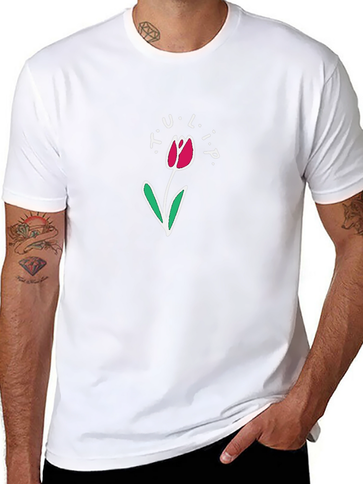 Tulip Graphic T-Shirt - Black Casual Tee