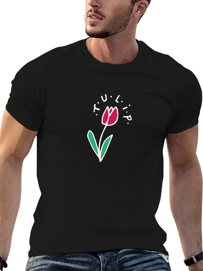 Tulip Graphic T-Shirt - Black Casual Tee