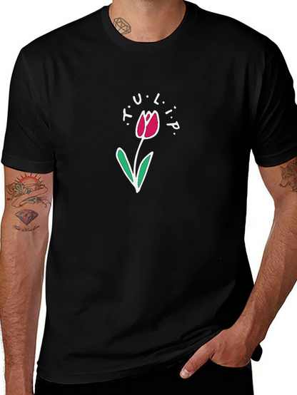Tulip Graphic T-Shirt - Black Casual Tee
