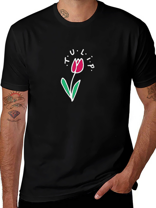 Tulip Graphic T-Shirt - Black Casual Tee