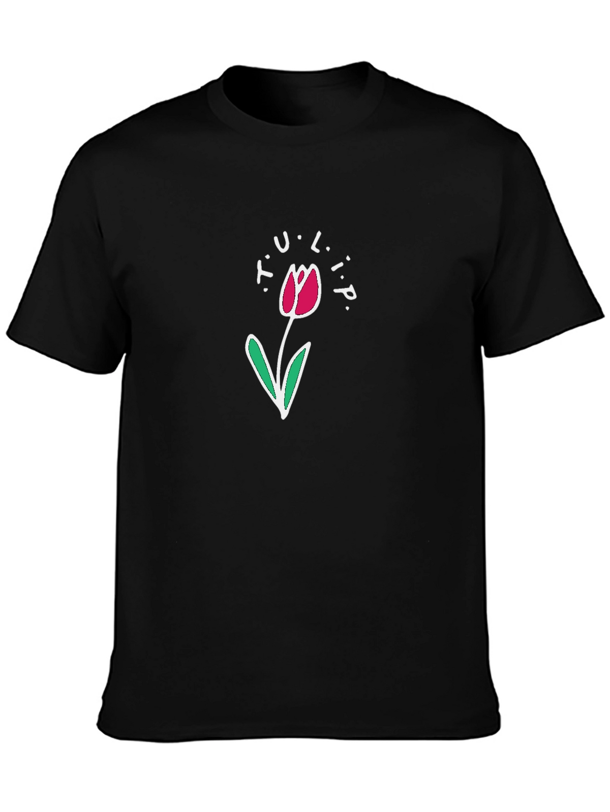 Tulip Graphic T-Shirt - Black Casual Tee