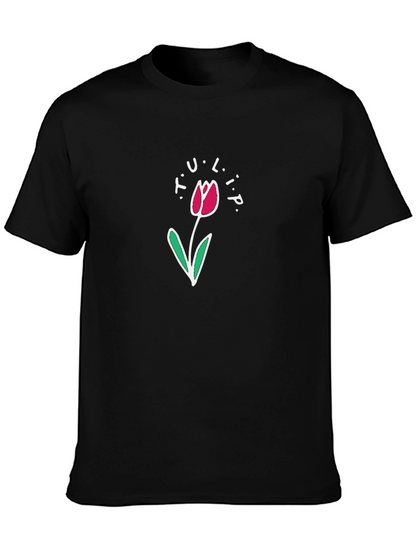 Tulip Graphic T-Shirt - Black Casual Tee