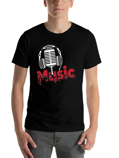Music Vibes Tee: Retro Mic & Headphones Graphic