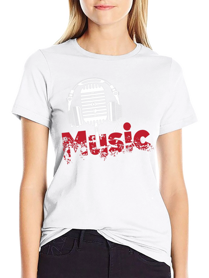 Music Vibes Tee: Retro Mic & Headphones Graphic