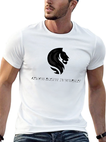 Lion Graphic Black T-Shirt - Believe in Yourself
