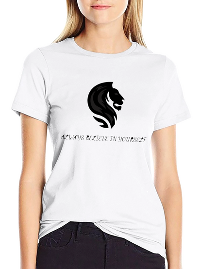 Lion Graphic Black T-Shirt - Believe in Yourself