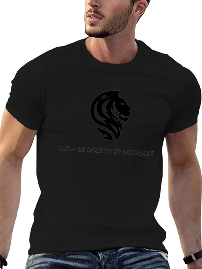 Lion Graphic Black T-Shirt - Believe in Yourself