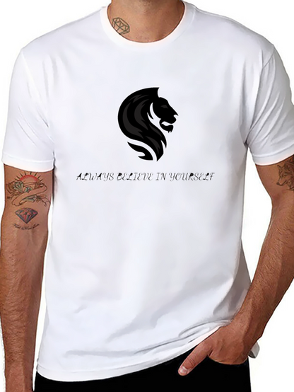 Lion Graphic Black T-Shirt - Believe in Yourself