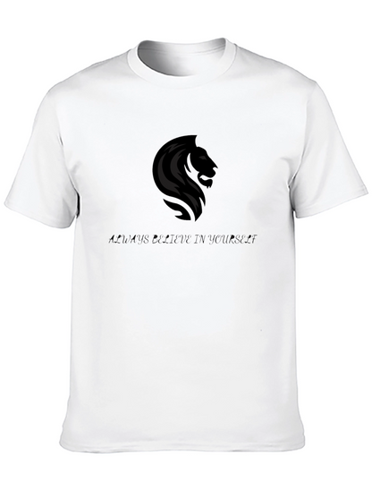 Lion Graphic Black T-Shirt - Believe in Yourself