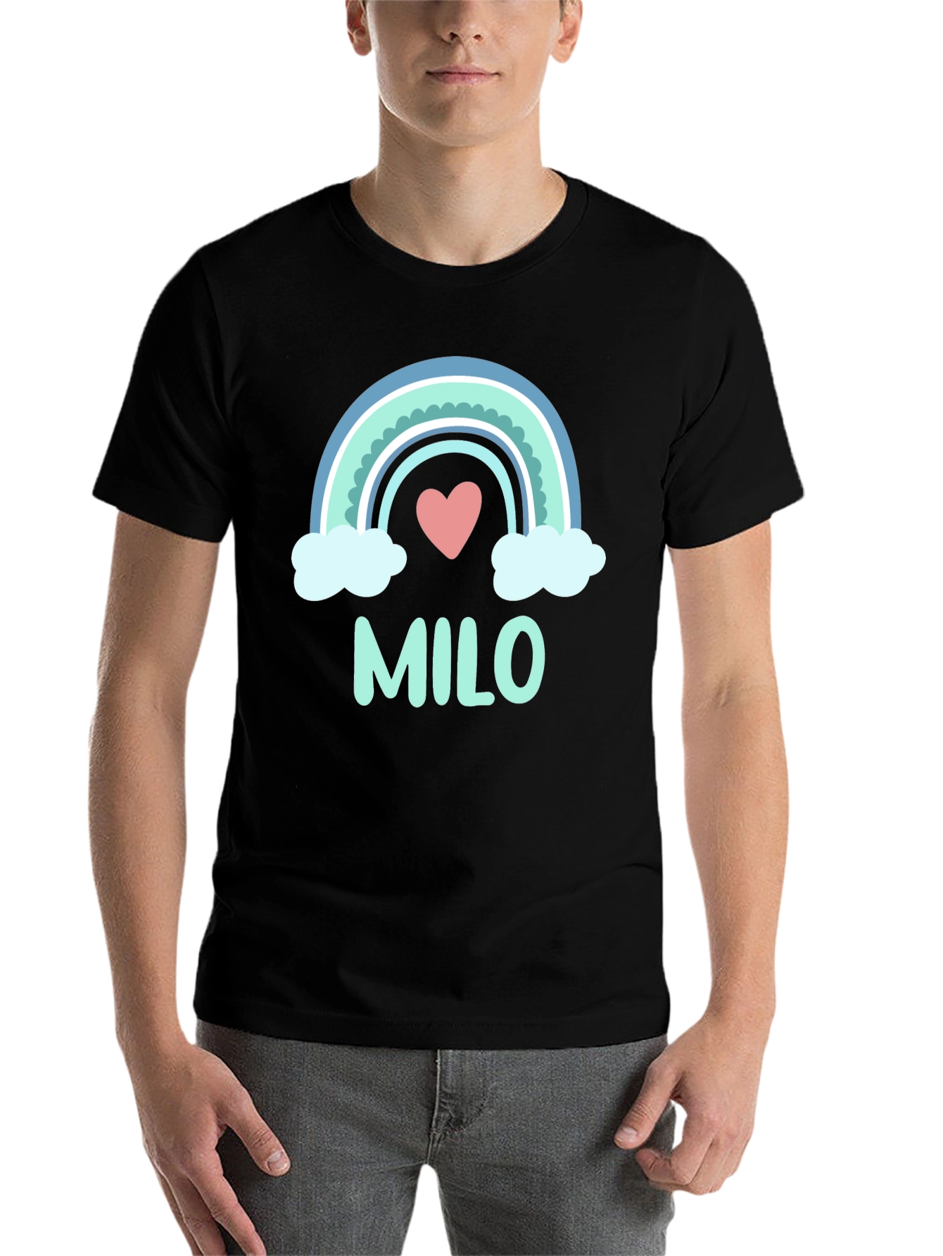 Milo Rainbow Heart Tee - Cute Kids Personalized T-Shirt