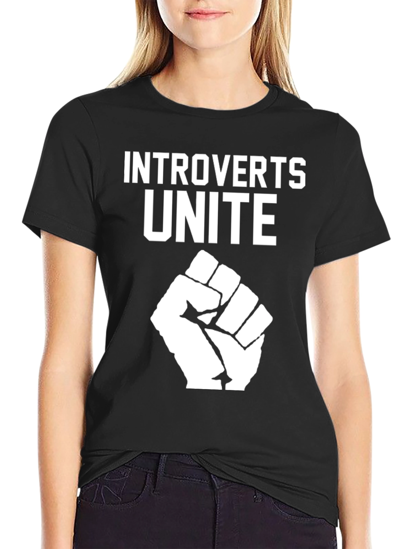 Introverts Unite Graphic T-Shirt - Black