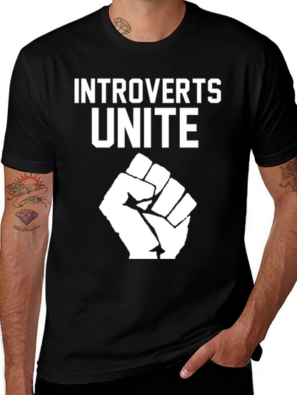 Introverts Unite Graphic T-Shirt - Black