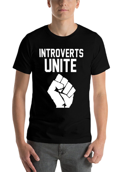 Introverts Unite Graphic T-Shirt - Black