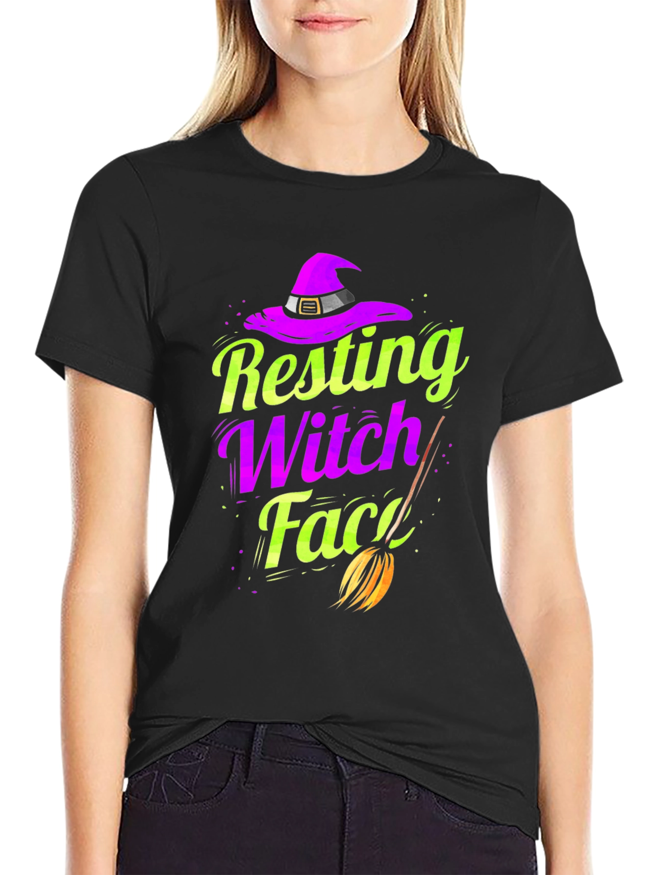 Resting Witch Face T-Shirt - Halloween Apparel