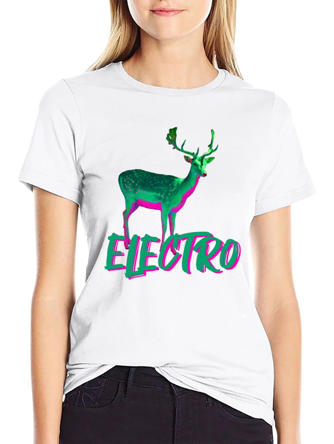 Electro Deer Graphic Tee - Stylish Mens Black T-Shirt