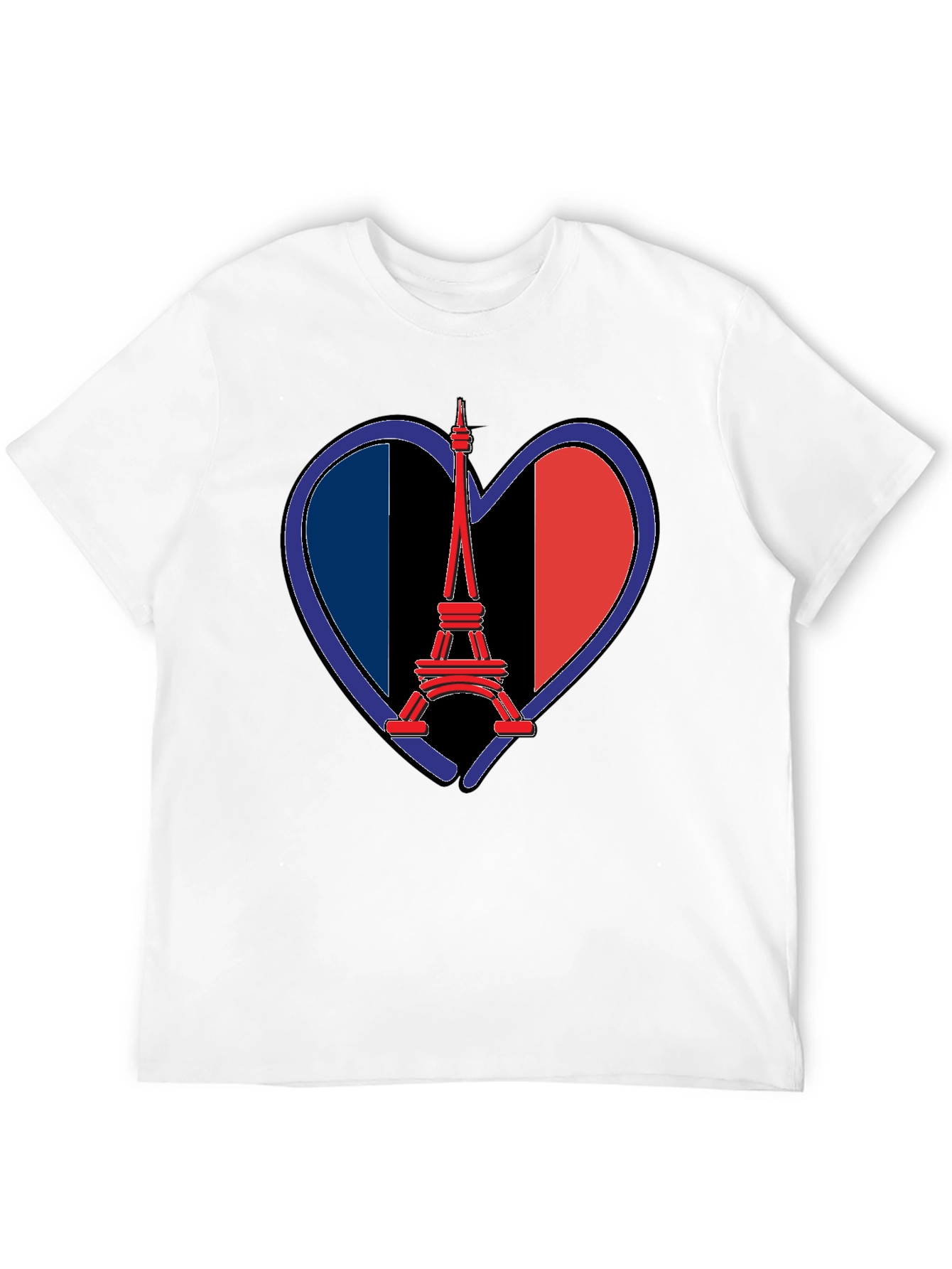 Eiffel Tower France Flag Heart T-Shirt