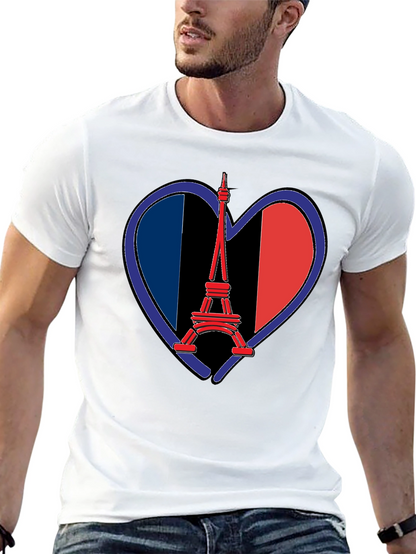 Eiffel Tower France Flag Heart T-Shirt
