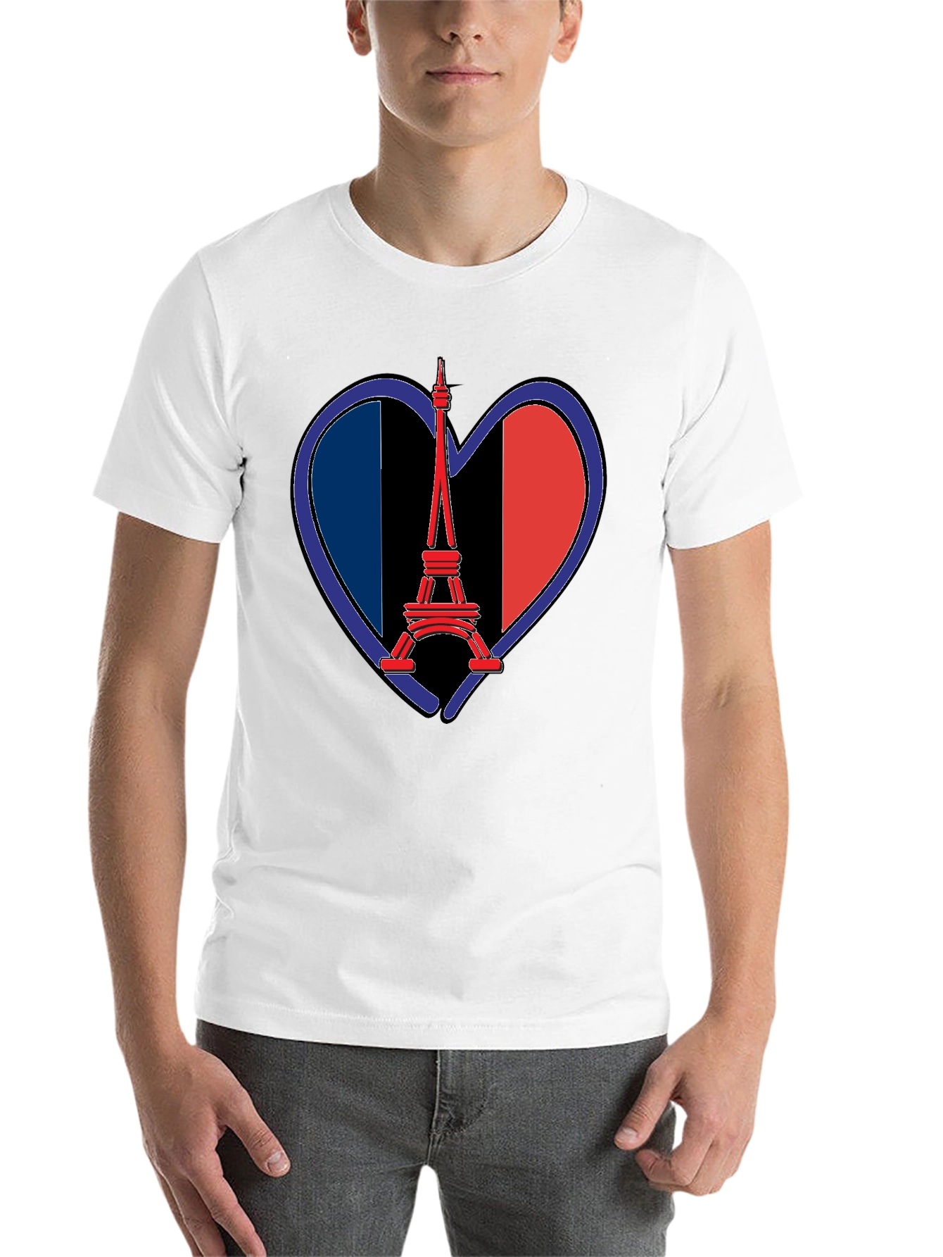 Eiffel Tower France Flag Heart T-Shirt
