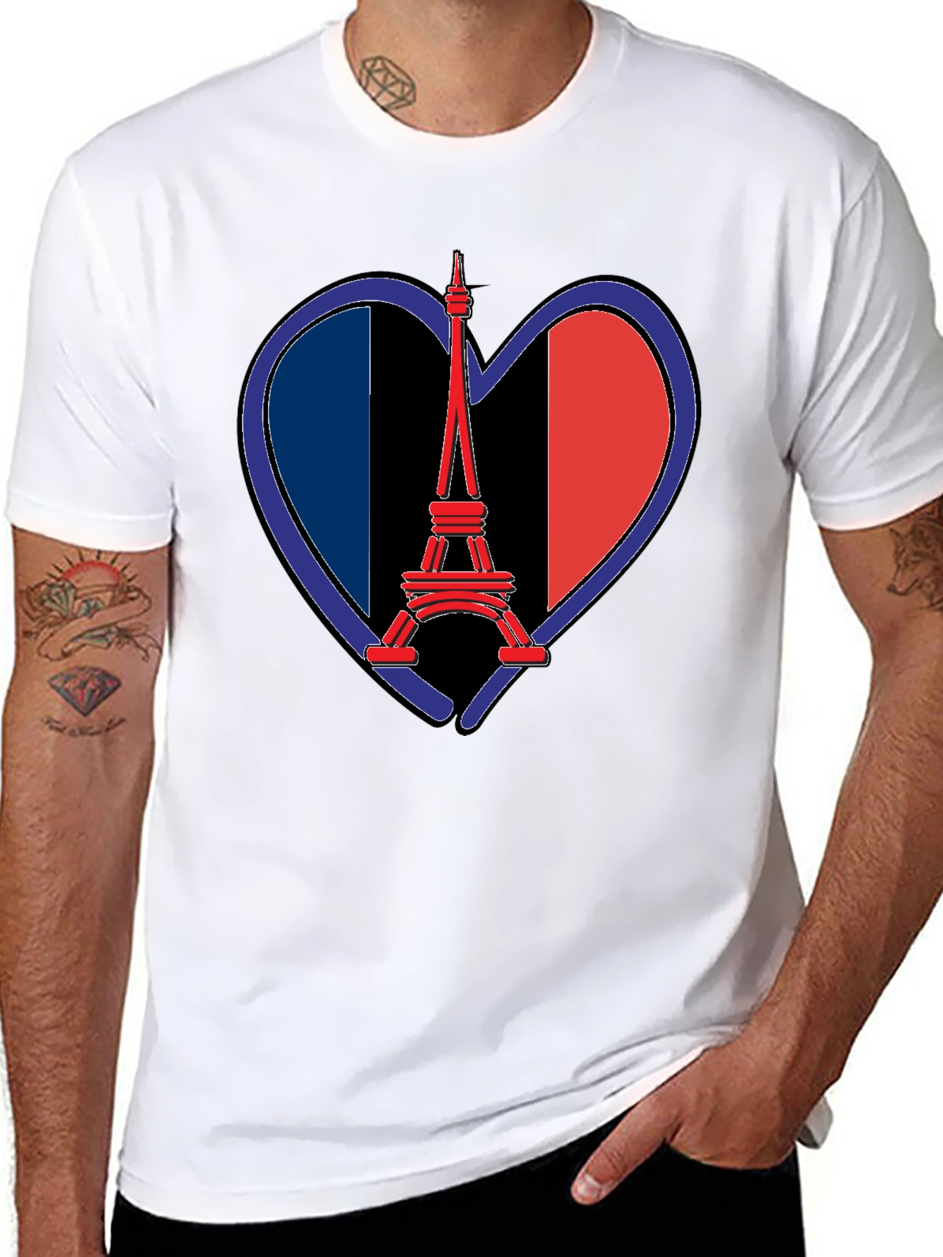 Eiffel Tower France Flag Heart T-Shirt