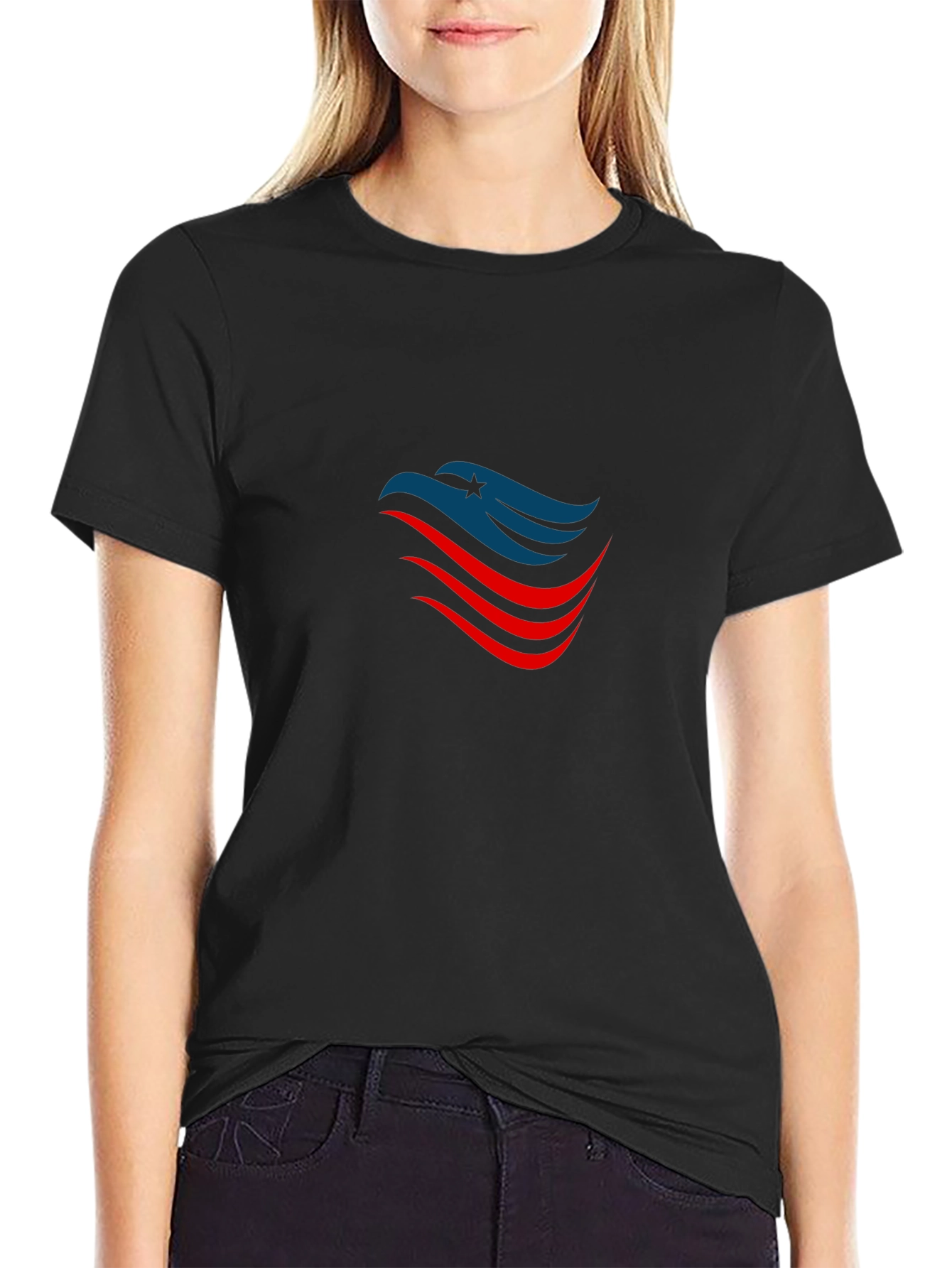 Patriotic Eagle Graphic T-Shirt - Black