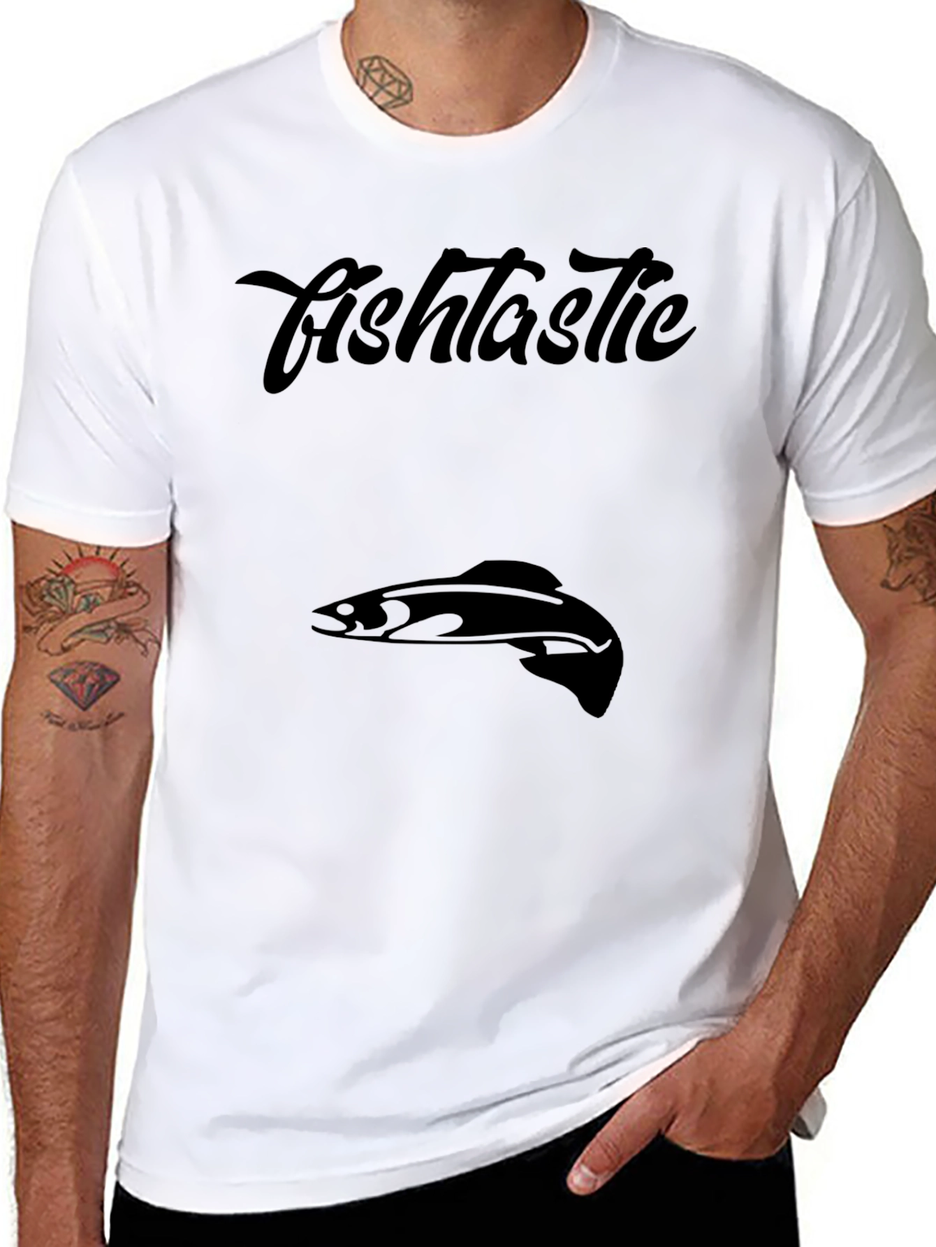 Fishtastic Black Graphic Tee for Men
