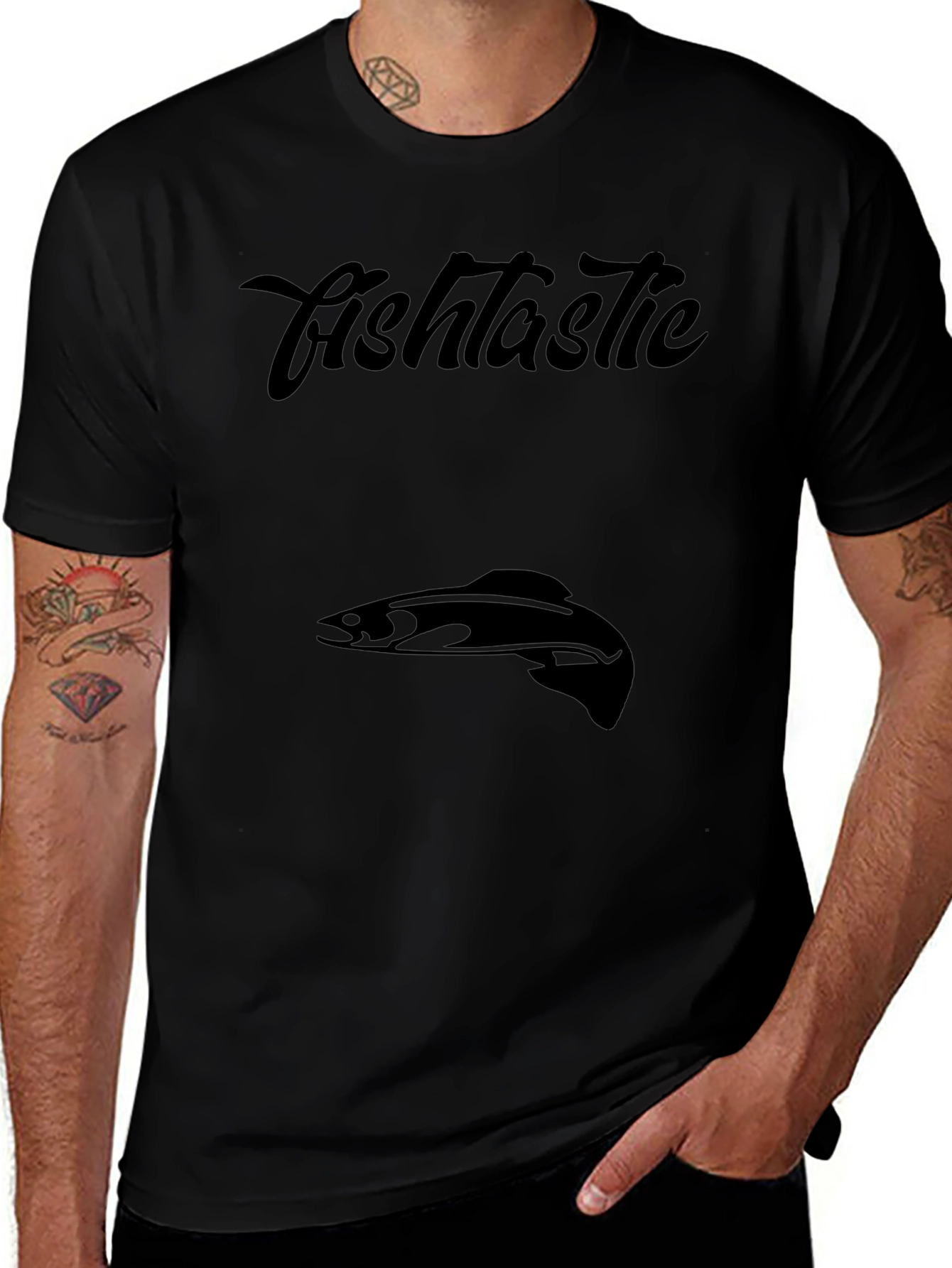 Fishtastic Black Graphic Tee for Men
