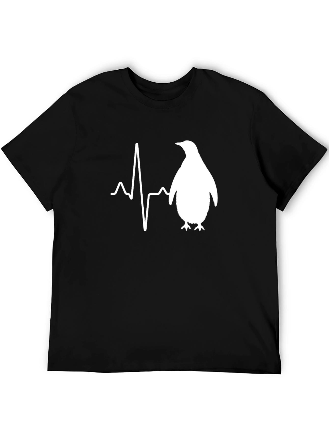 Penguin Heartbeat T-Shirt - Mens Black Graphic Tee