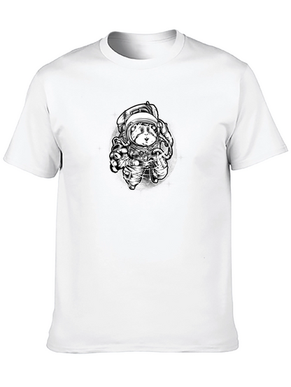 Astronaut Cat Graphic Tee - Black Cotton Blend