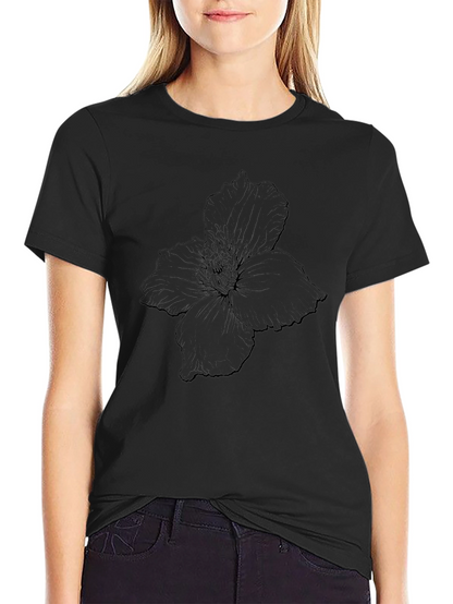 Black Floral Outline Graphic Tee