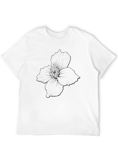 Black Floral Outline Graphic Tee
