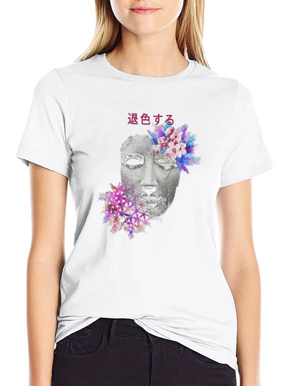 Floral Statue Graphic Tee - Black