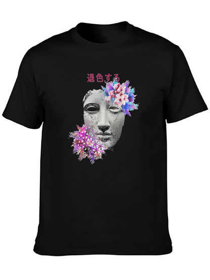 Floral Statue Graphic Tee - Black